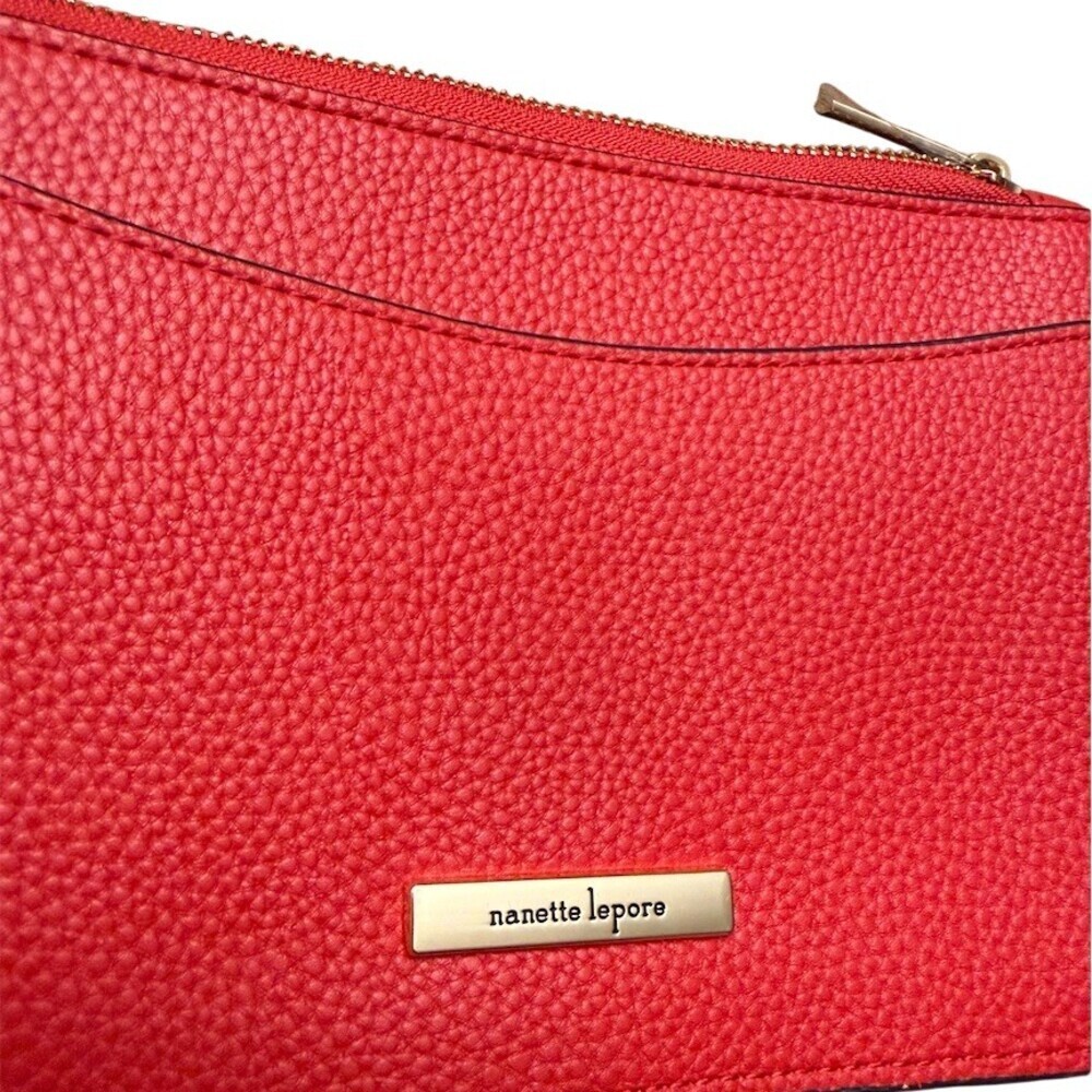 Nanette Lepore Wristlet Pouch Small Red Gold Strap - Picture 3 of 6
